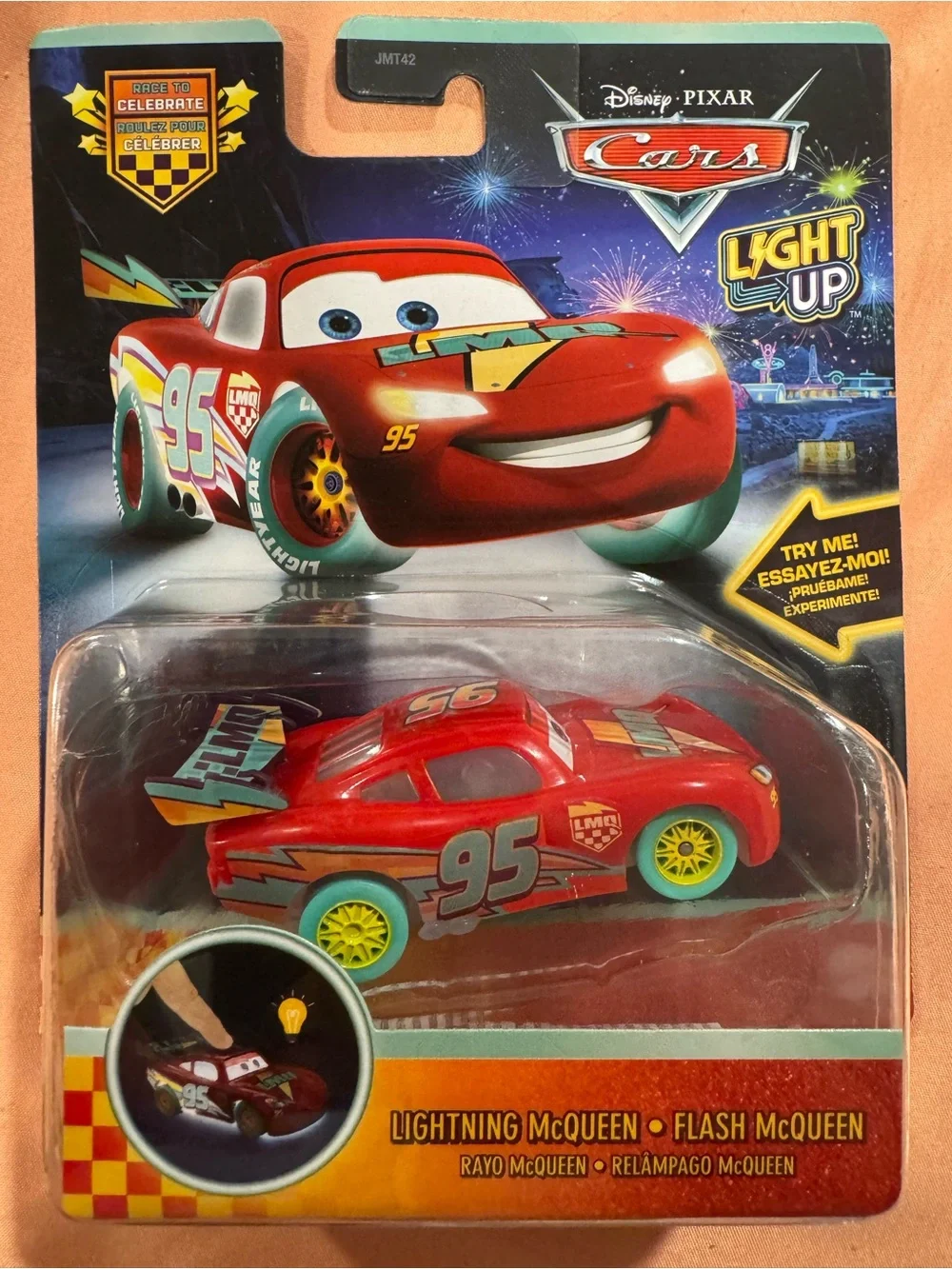 2026 BNIB Disney Pixar Cars Light Up Lightning McQueen Race To Celebrate Car